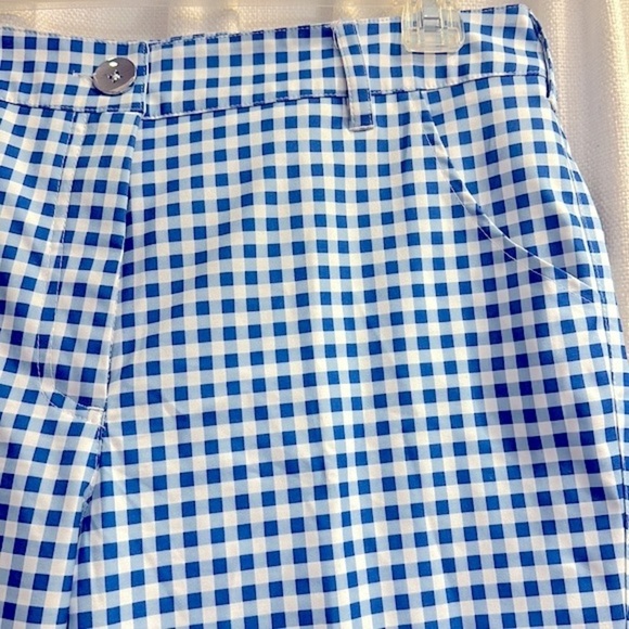 NWOT Women’s GG Blue Mod Gingham Coolmax Lycra & Polyester Ankle Golf Pants 10 - Picture 4 of 8